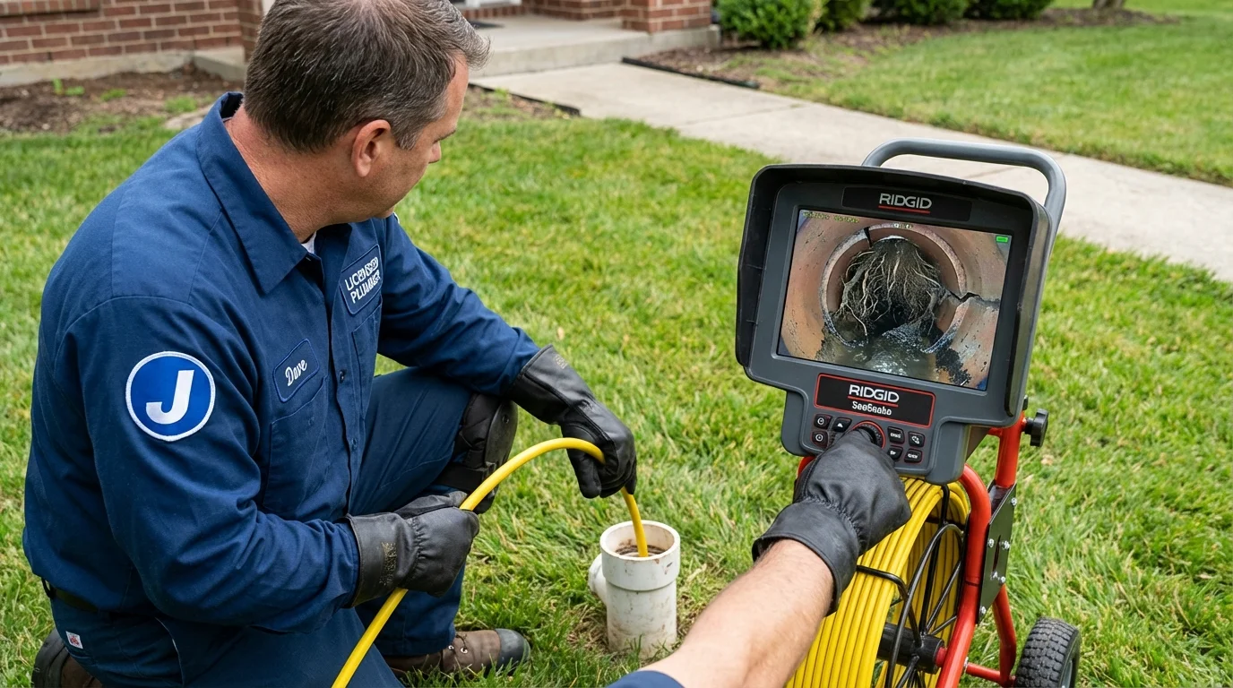Sewer camera inspection being performed by Johns Plumbing LLC in Norfolk
